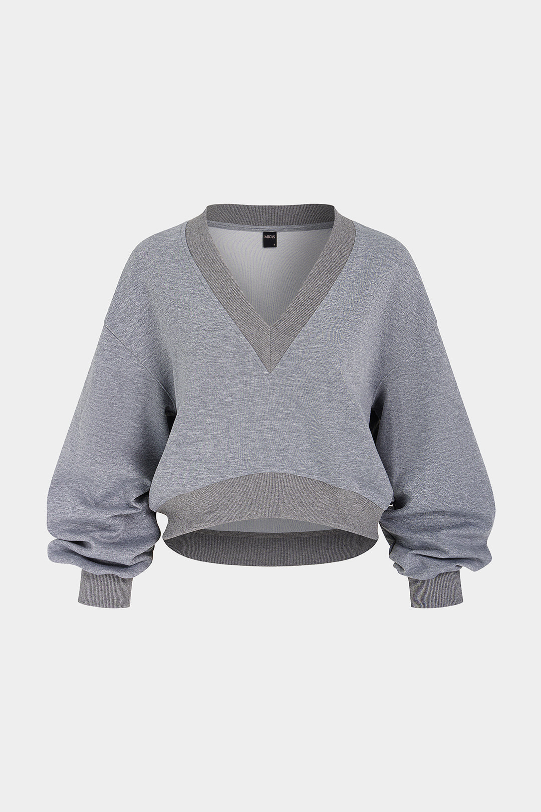 Geribde sweater met V-hals