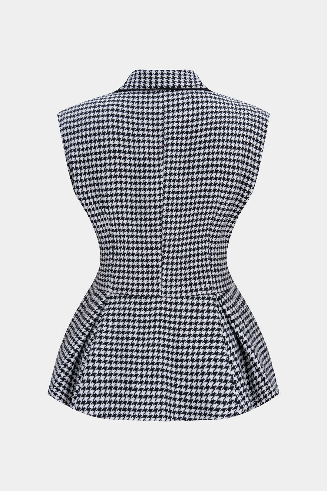 Pied-de-poule tweed gilet met reverskraag