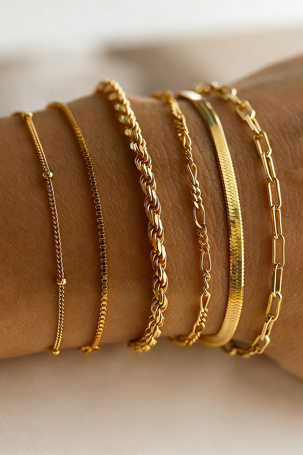 Geometrische armbanden met kettingdetail