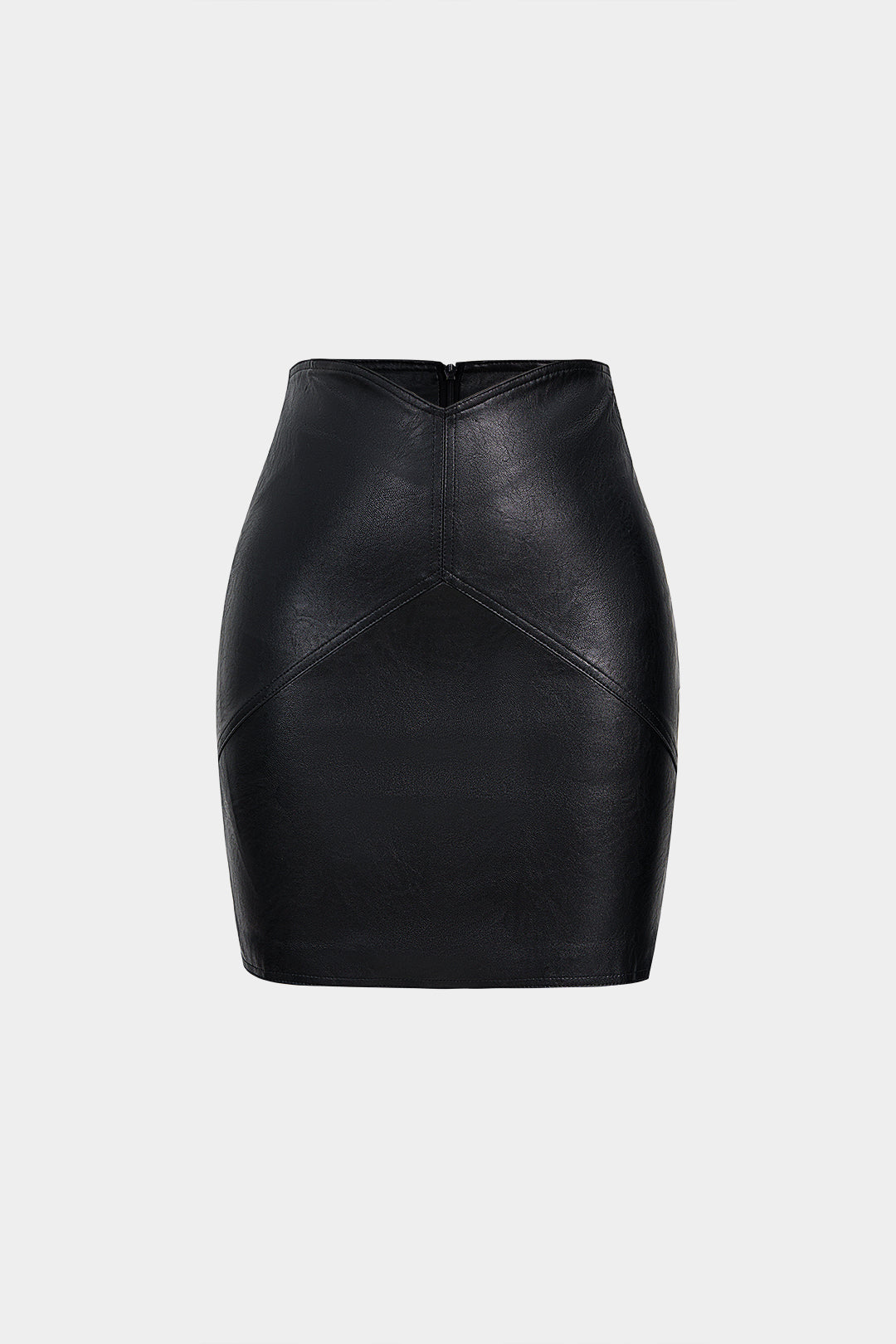Leren-look rok met hoge taille