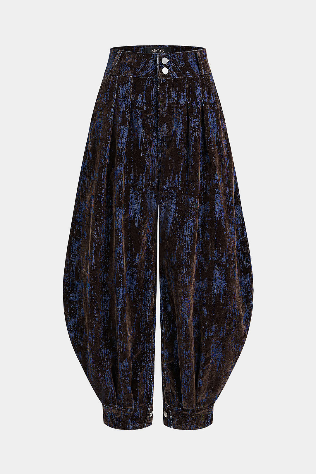 Abstracte print jeans met knoopjes en ballonmodel