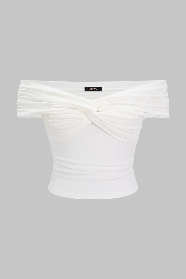 Effen top met gedraaid detail en knoopdetail