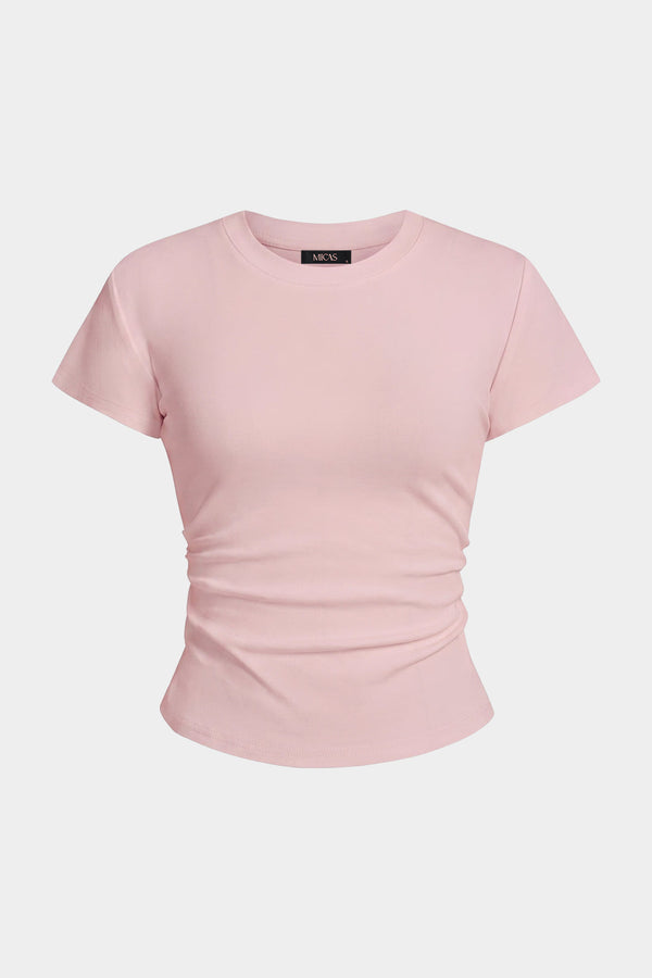 Effen T-shirt met ronde hals en korte mouwen