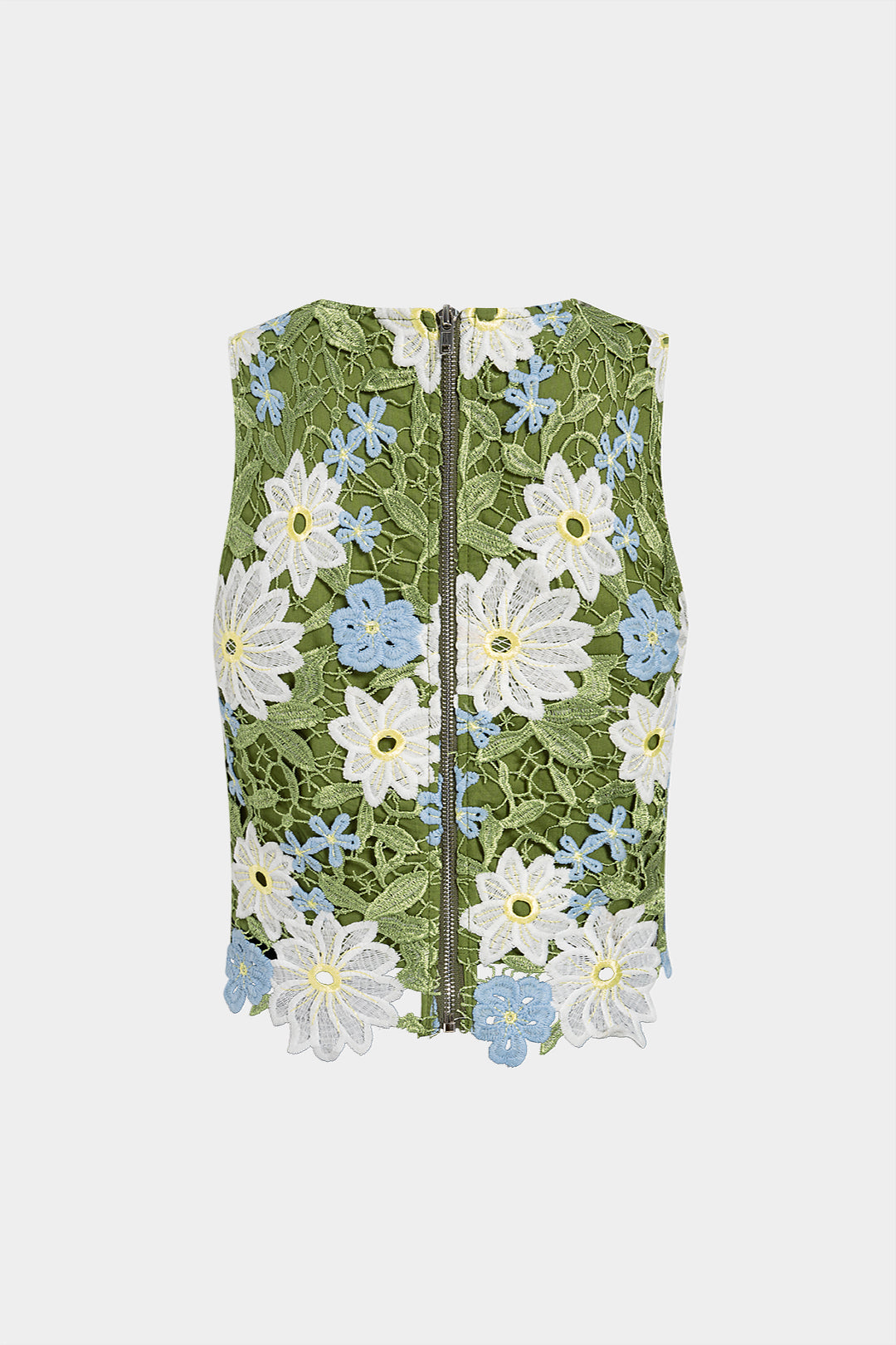Bloemenprint tanktop met kant en ronde hals