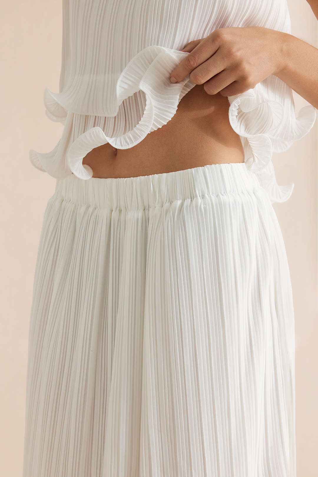 Gestructureerde set met top en rok