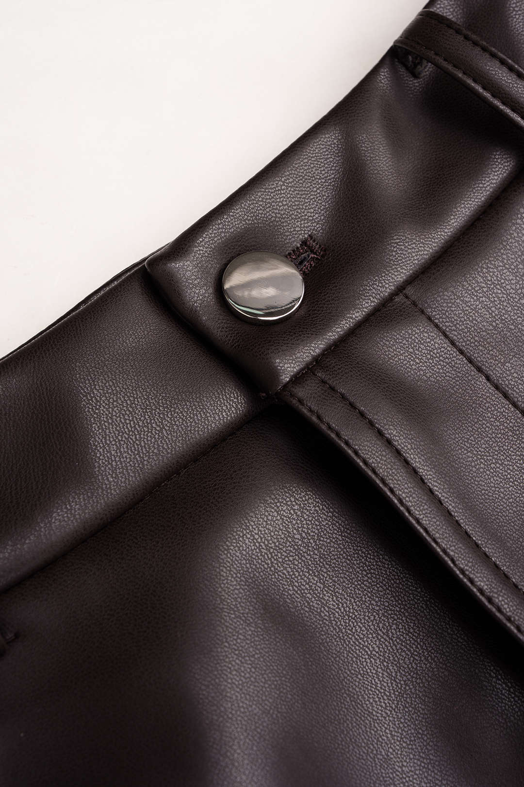 Leren-look patchwork midirok met kanten rand