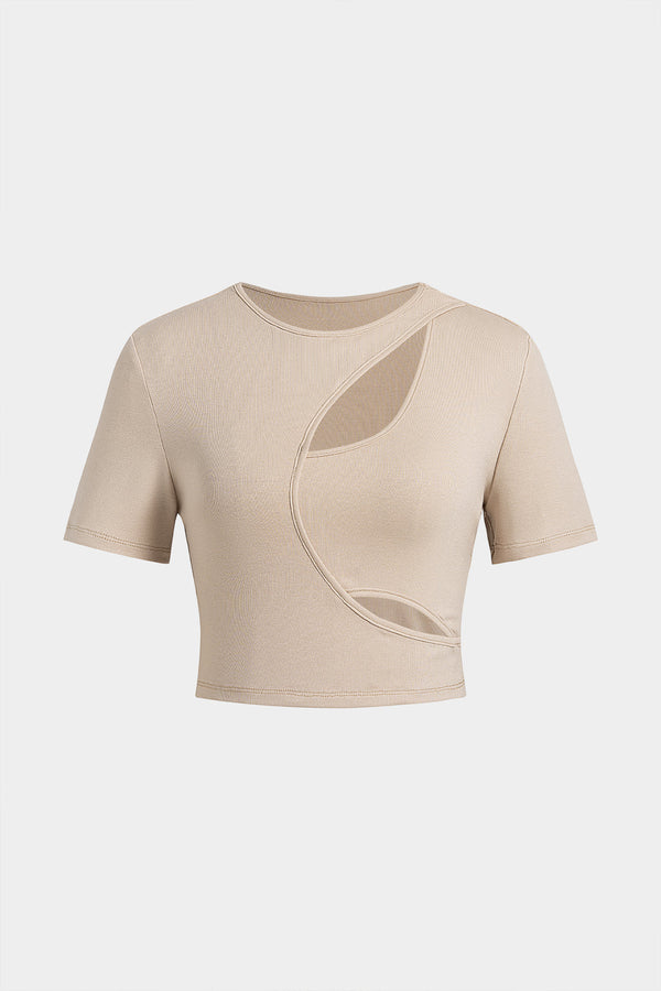 Asymmetrisch T-shirt met ronde hals en uitsnijding