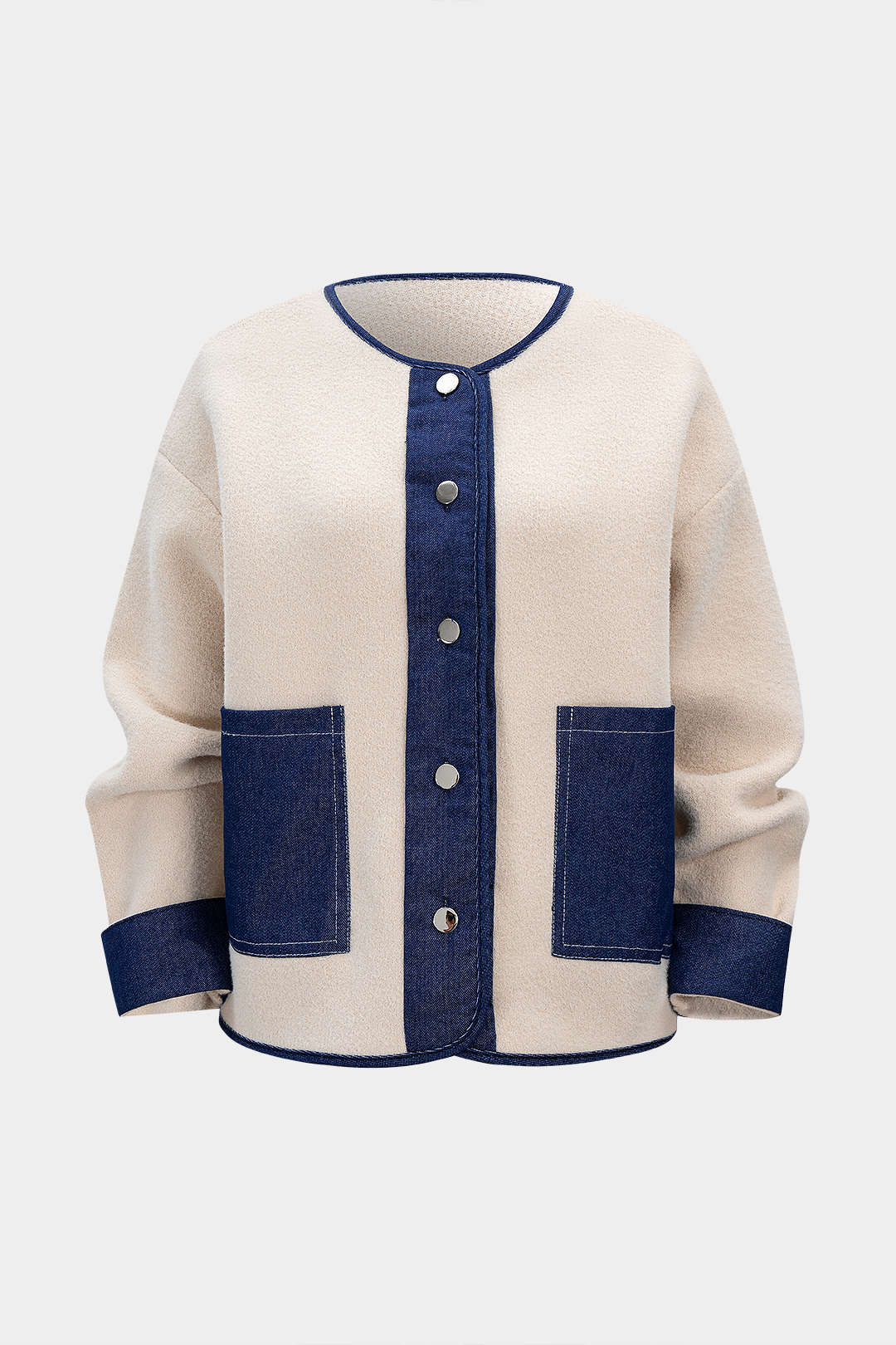 Denim patchwork vest met zakken