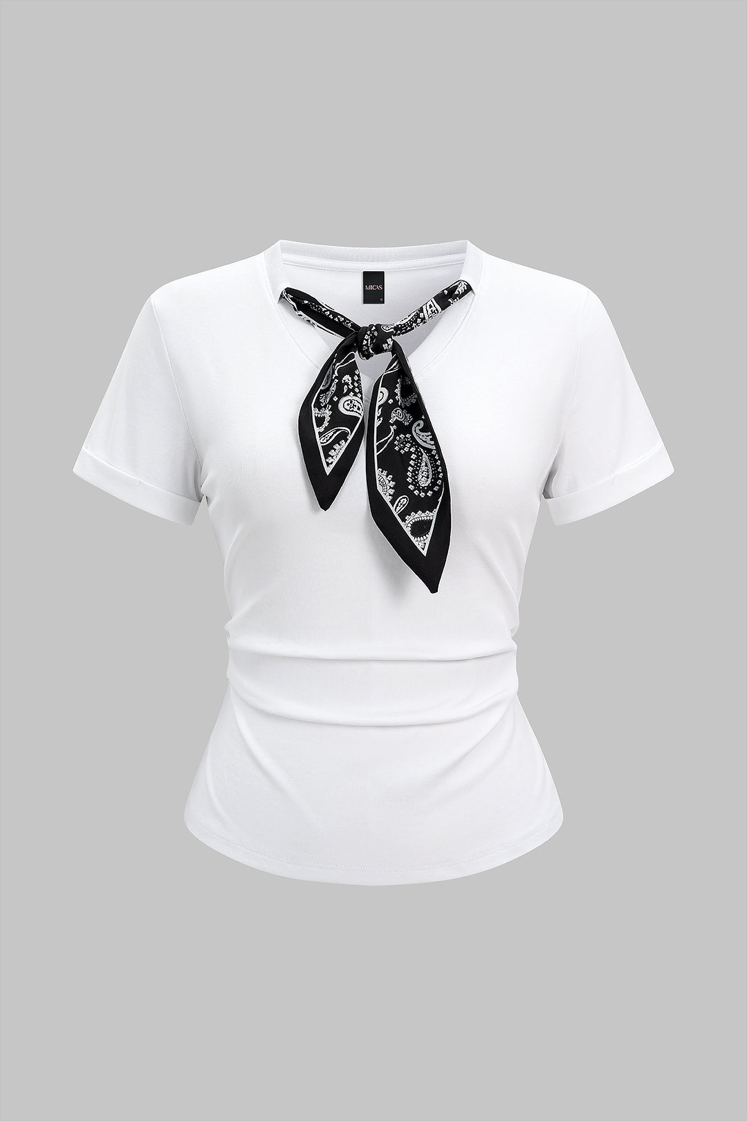 T-shirt met strik en korte mouwen