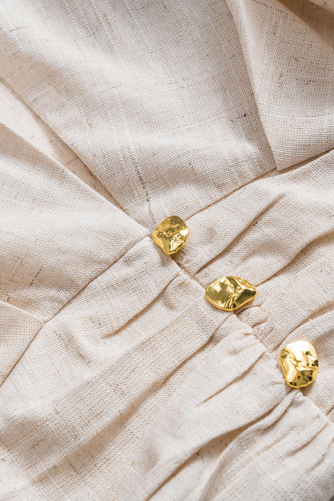 Linnen metallic blouse met korte mouwen
