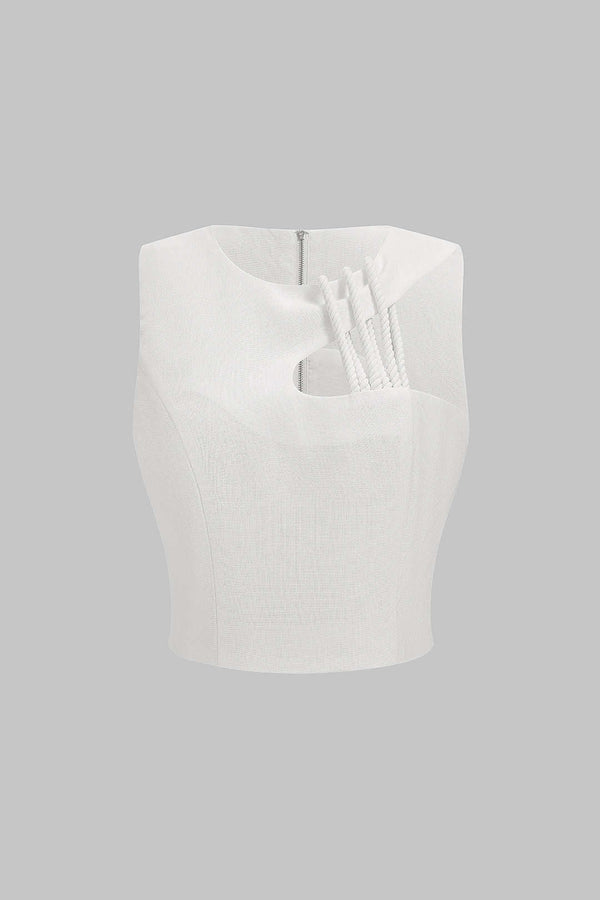 Asymmetrische tanktop met uitsnijding en rits
