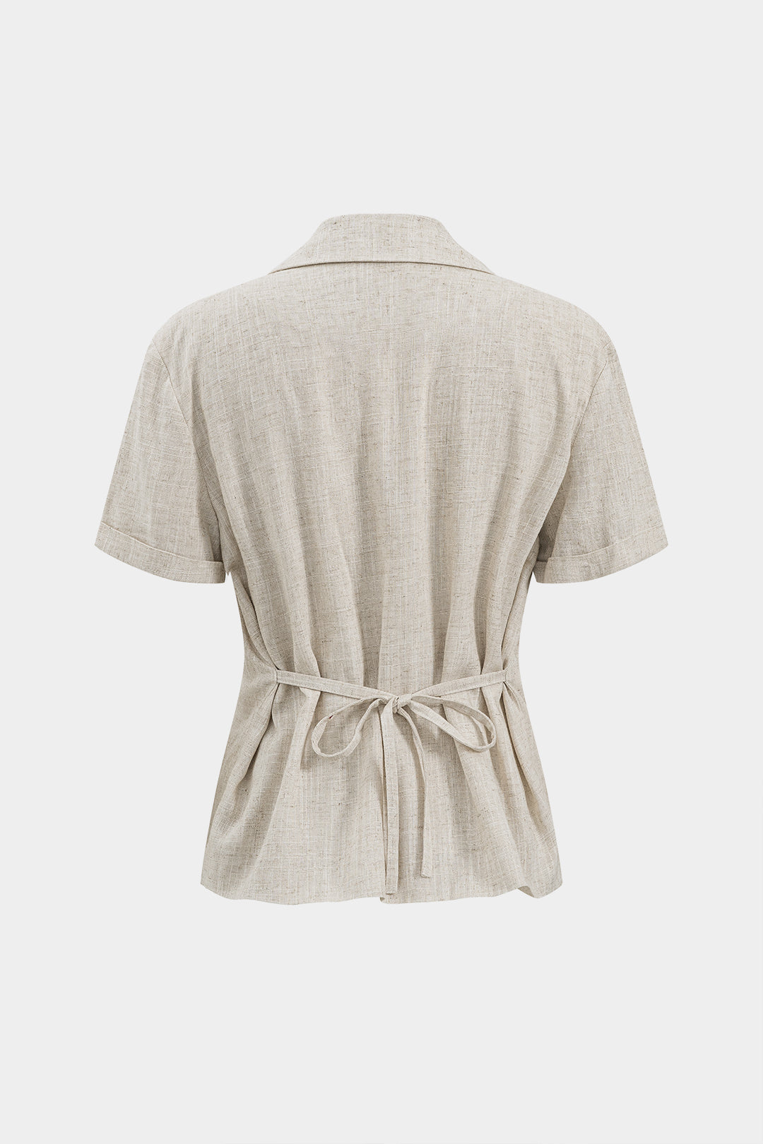 Linnen metallic blouse met knoopjes en korte mouwen