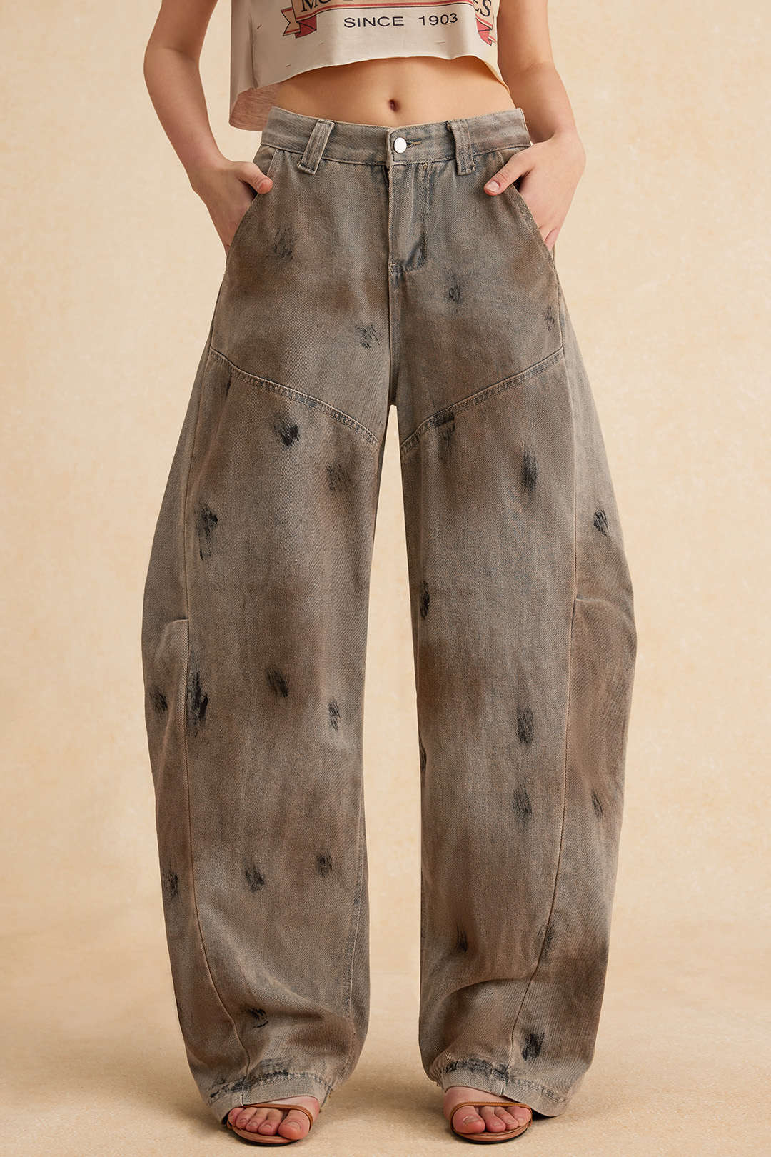 Kiki - Jeans met wijde pijpen en ballonmodel