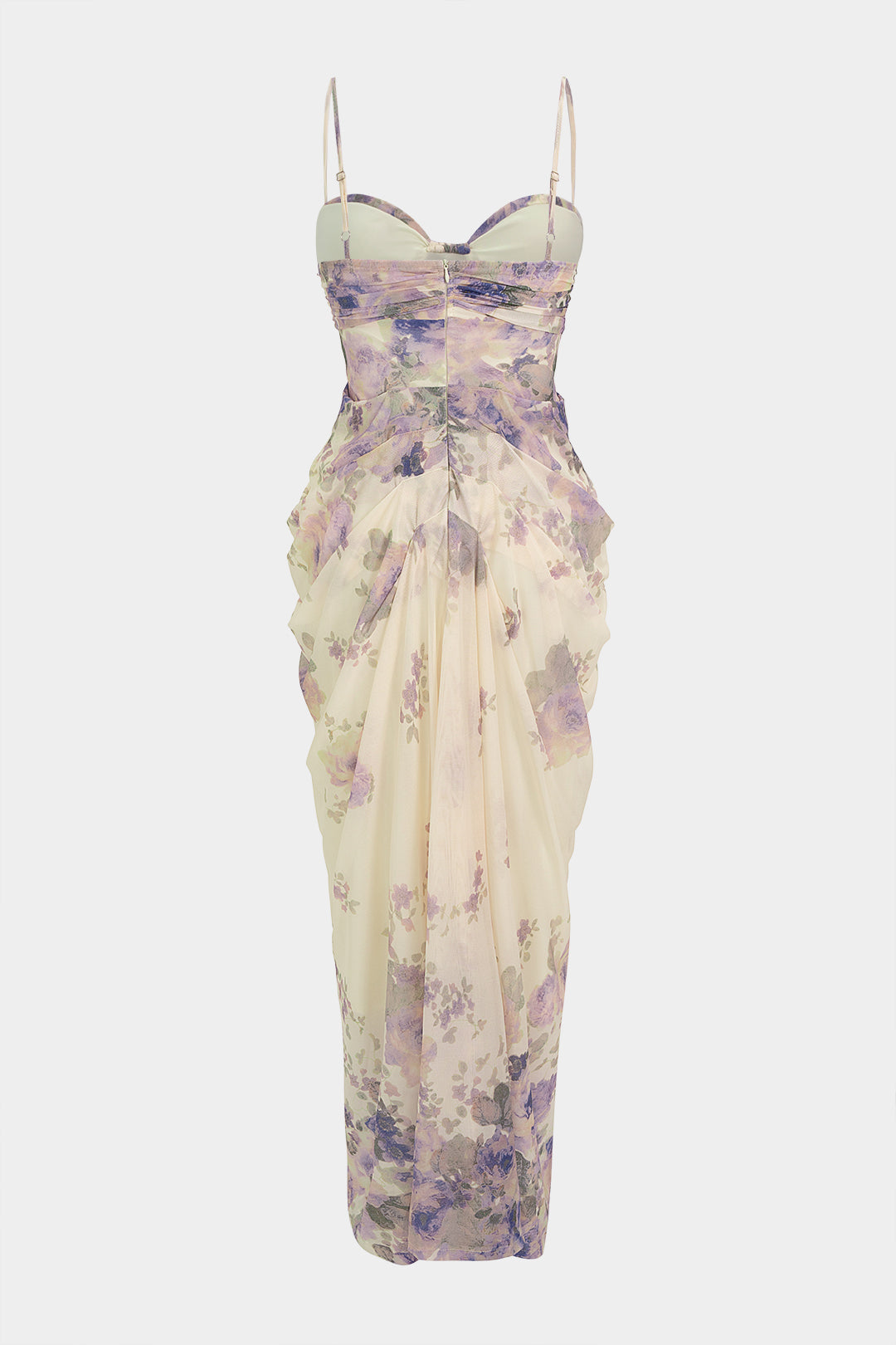 Bloemenprint mouwloze maxijurk met ruches