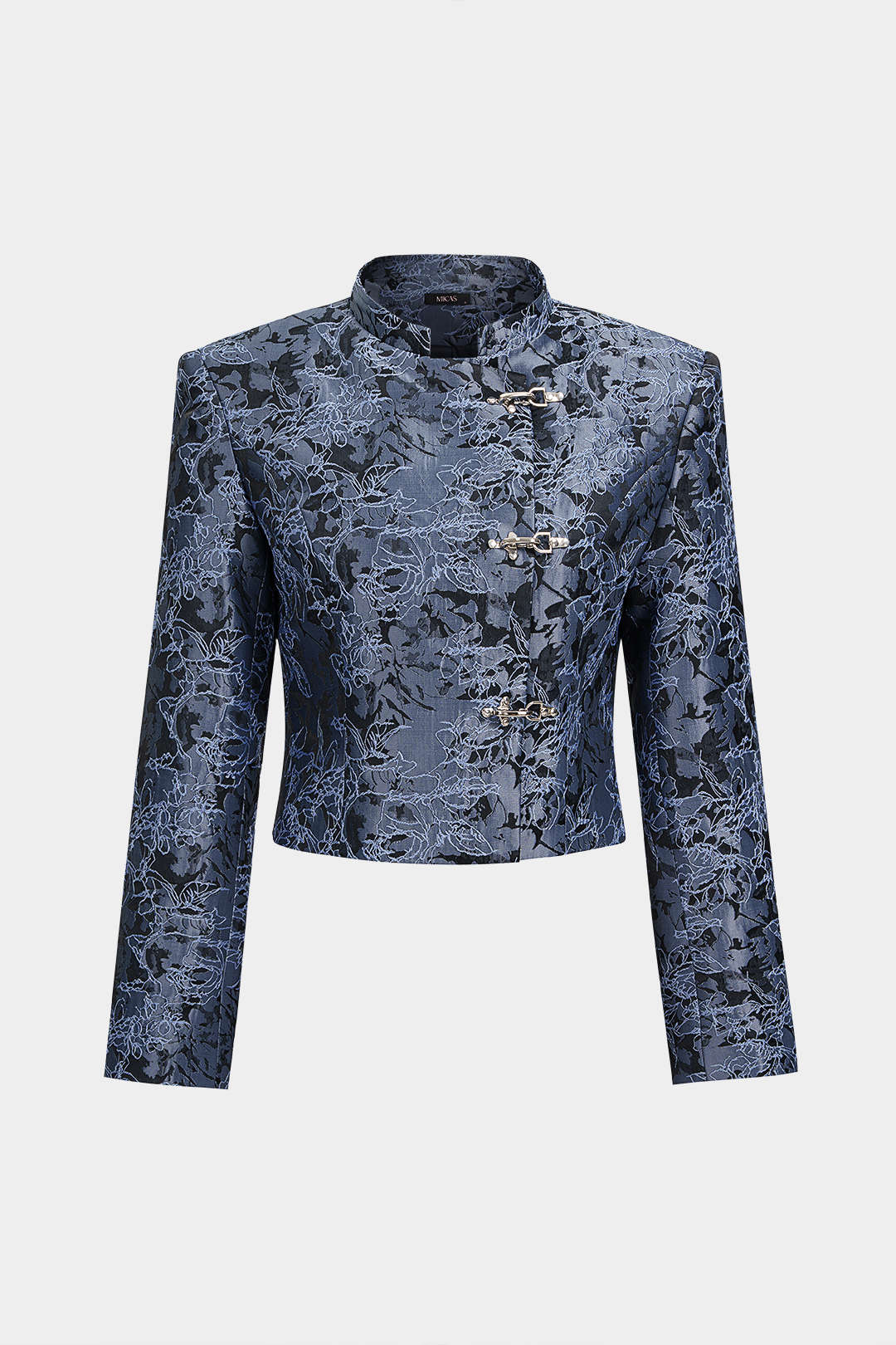 Jacquard metallic jasje met kraag