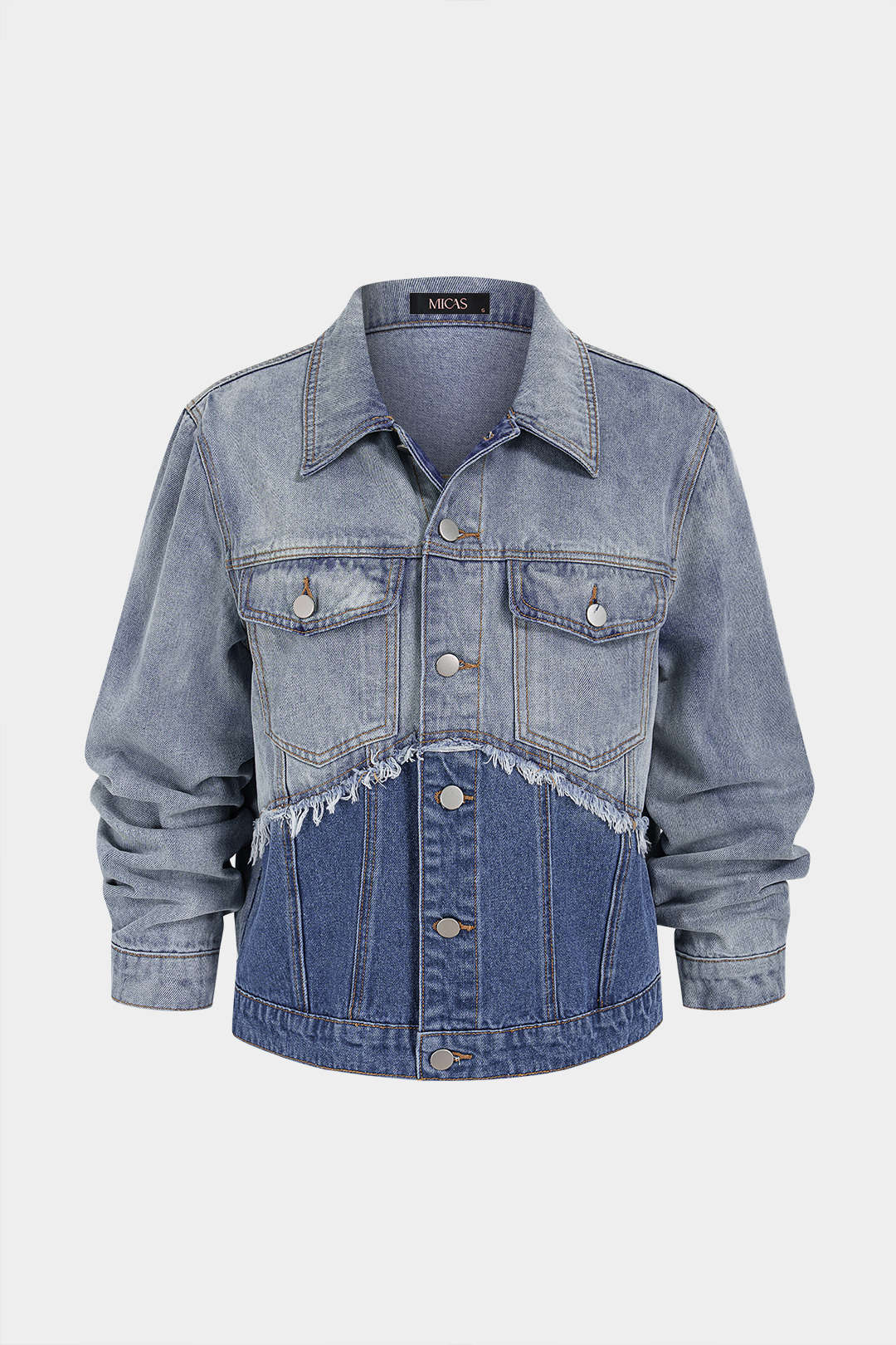 Denim jasje met rafelrand