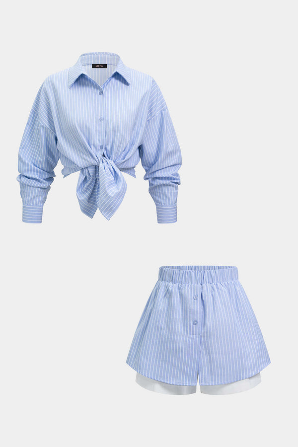 Ivy - Gestreepte set met blouse en short