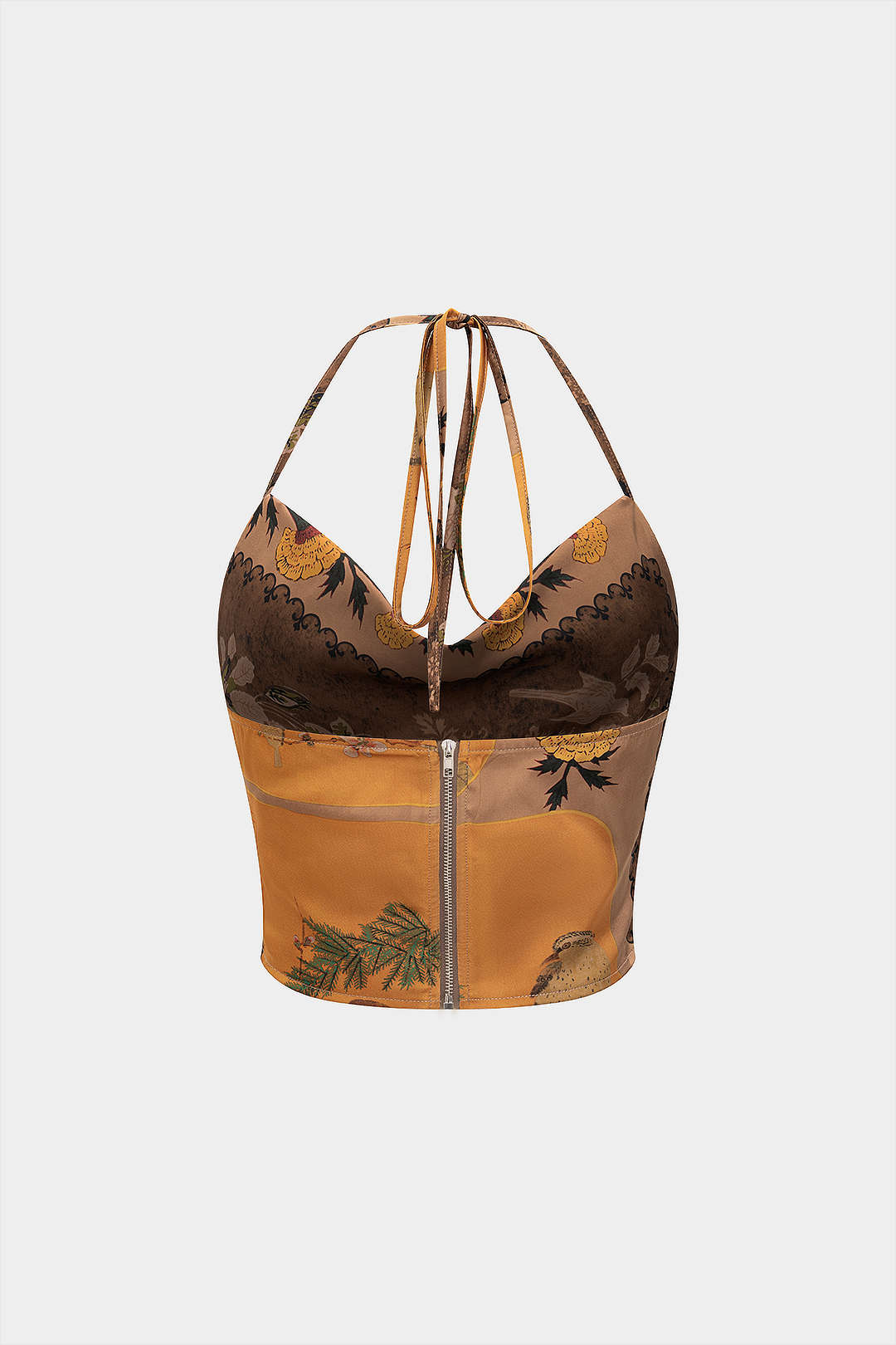 Bloemenprint top met halternek en open rug