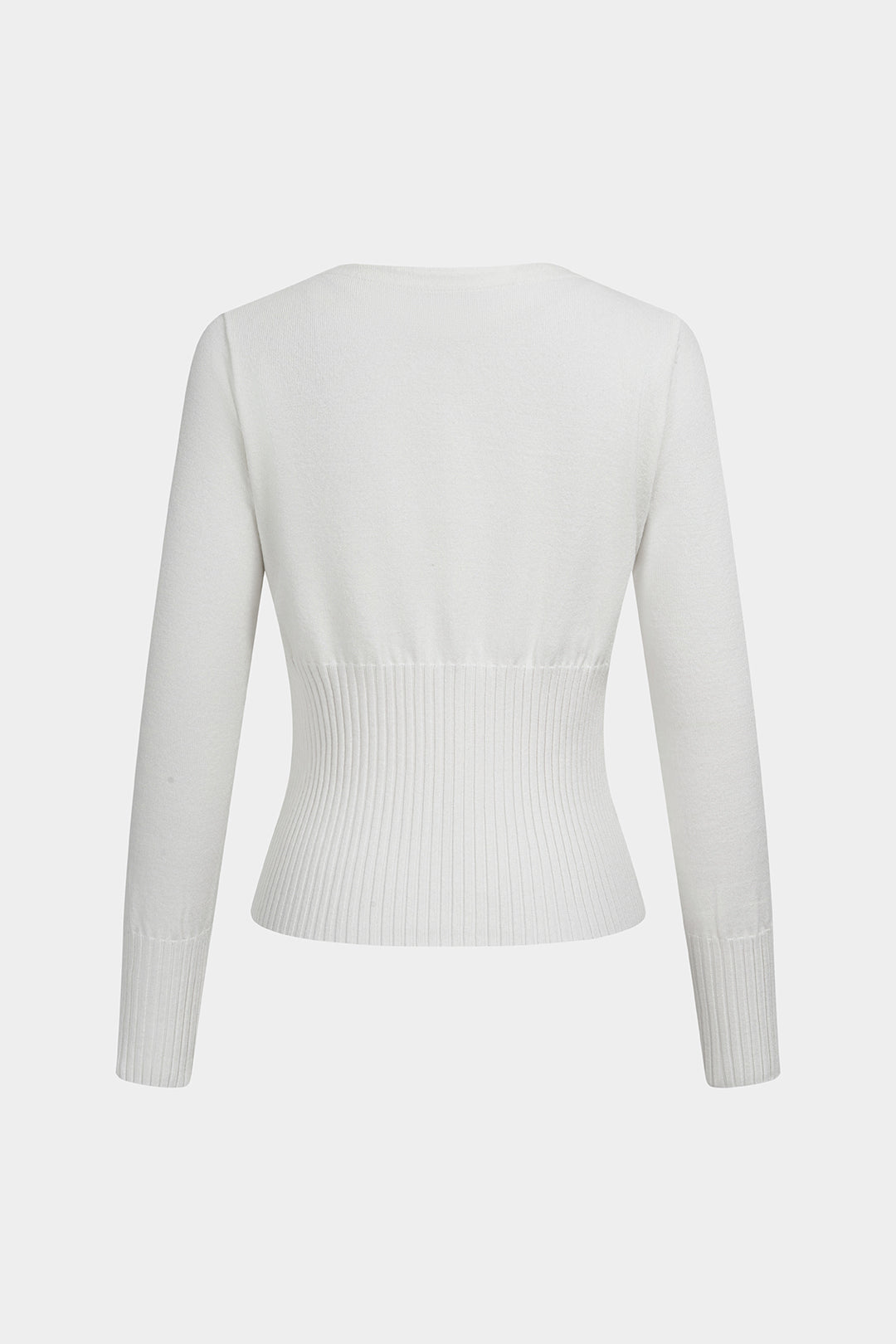 Gebreide patchwork top met kanten rand en knoopjes