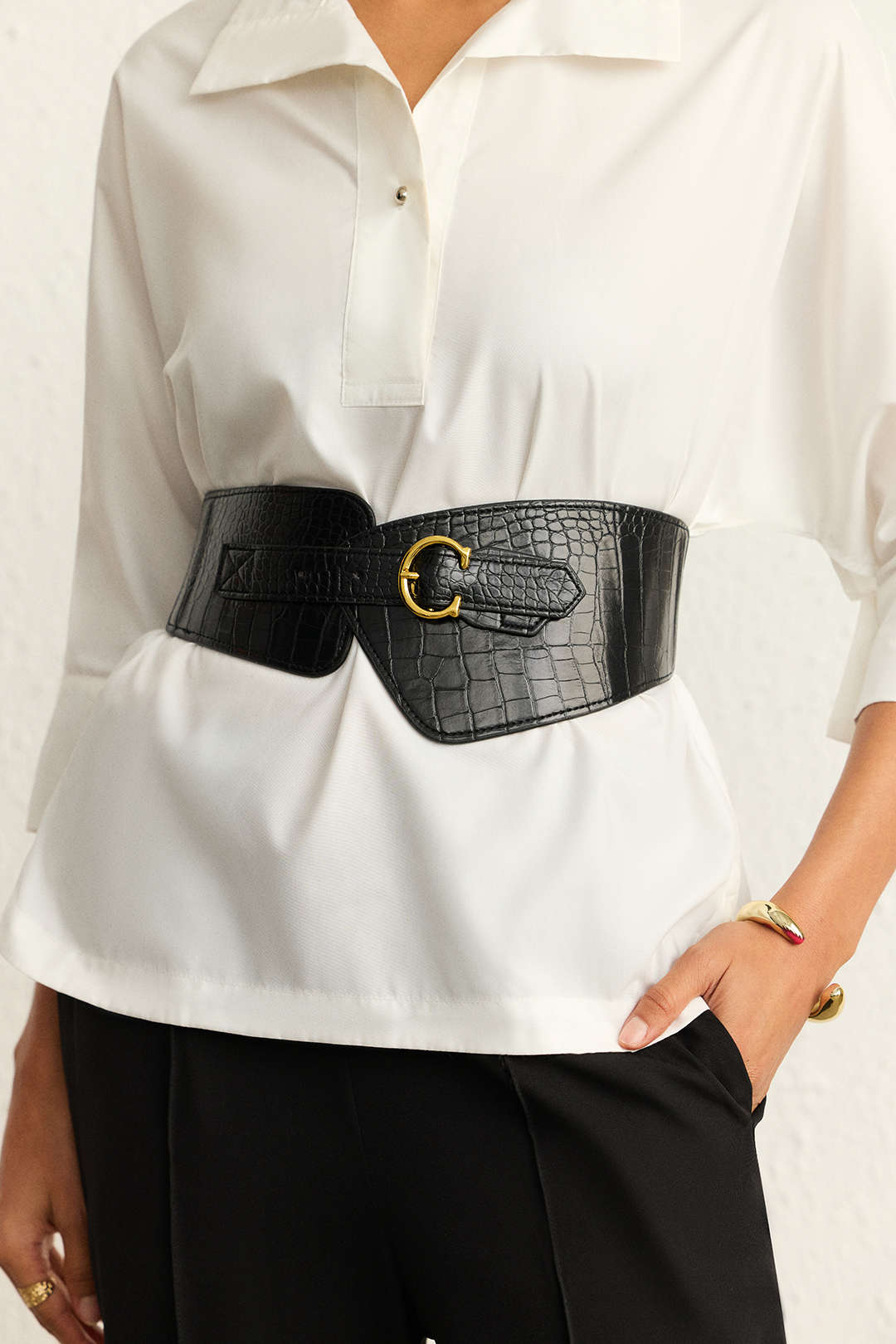 Ines - Leren-look korset