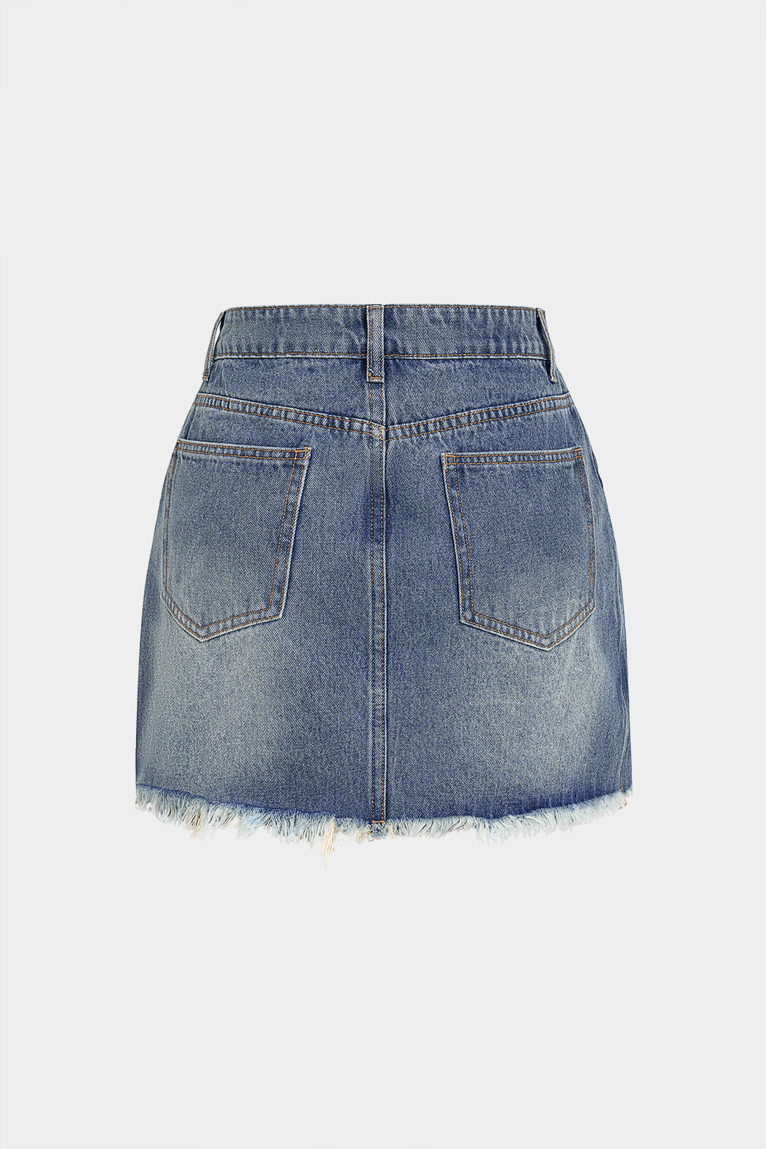 Denim asymmetrische rok met rafelrand