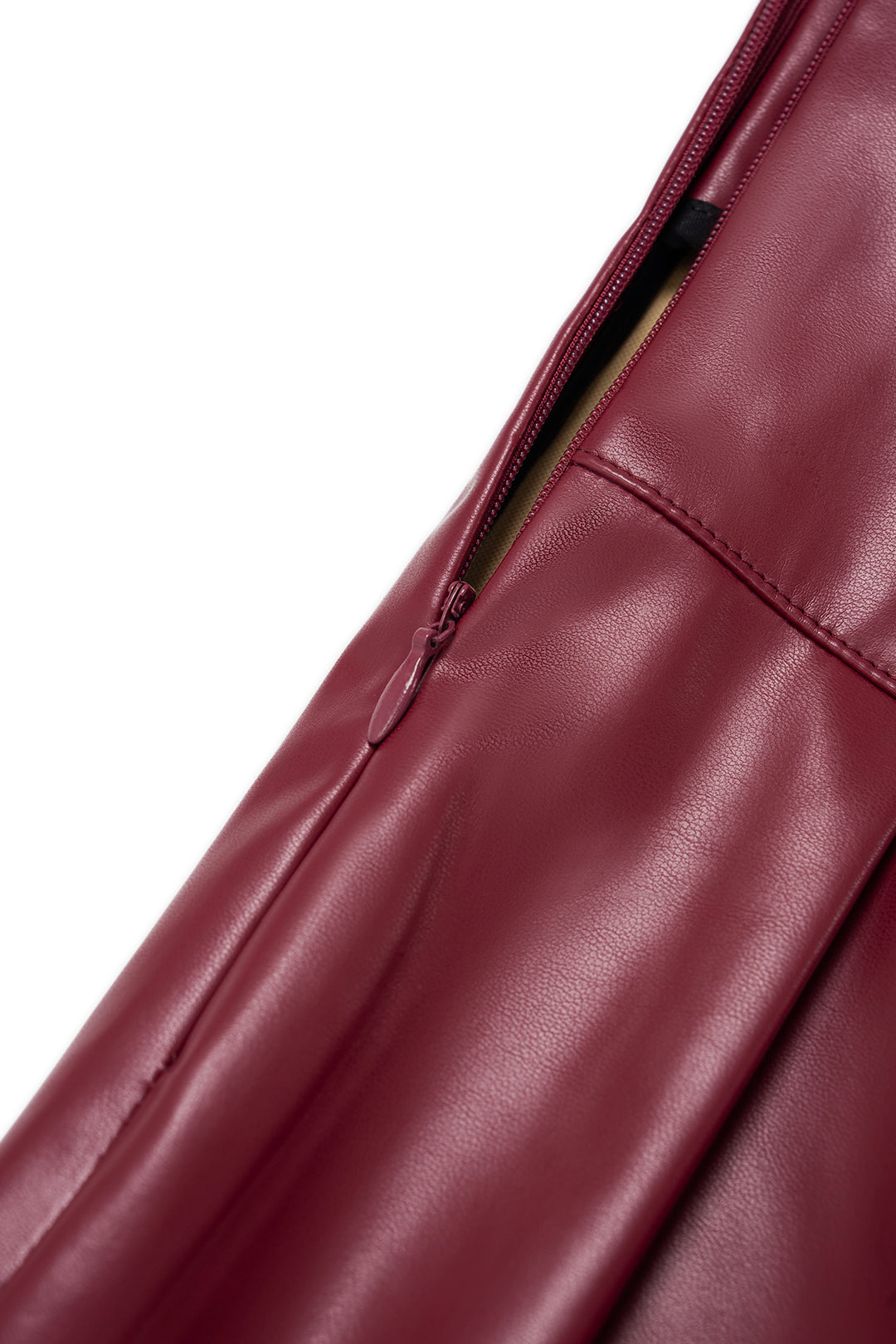 Leren-look geplooide broek met rits