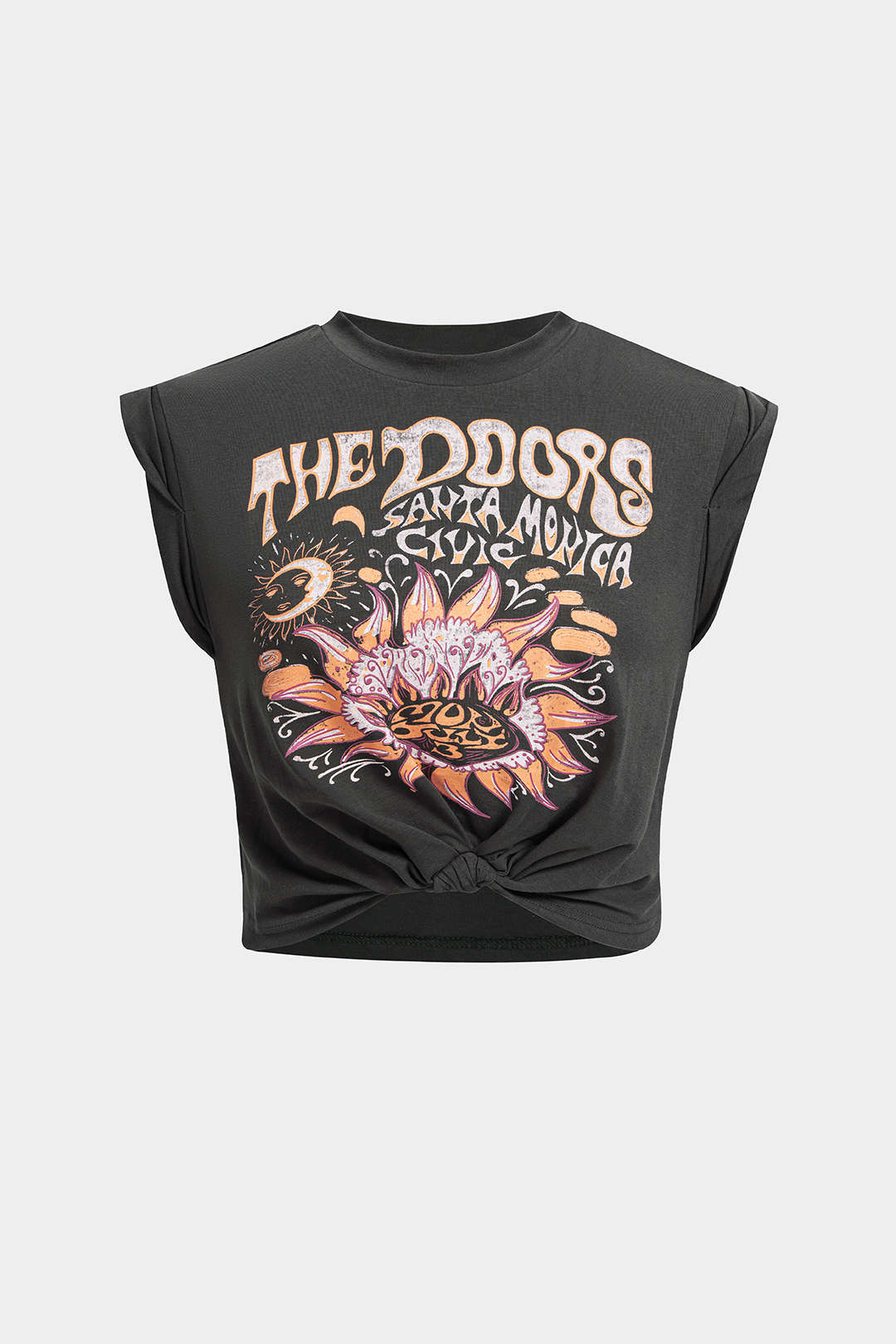 T-shirt met knoopdetail en korte mouwen