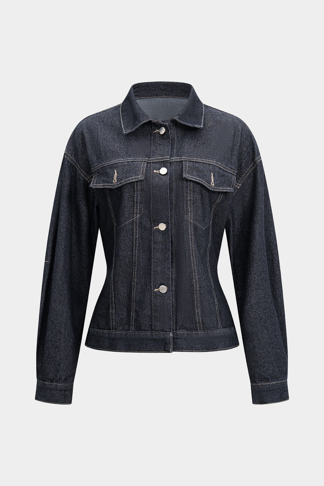 Denim jasje met revers en zakken