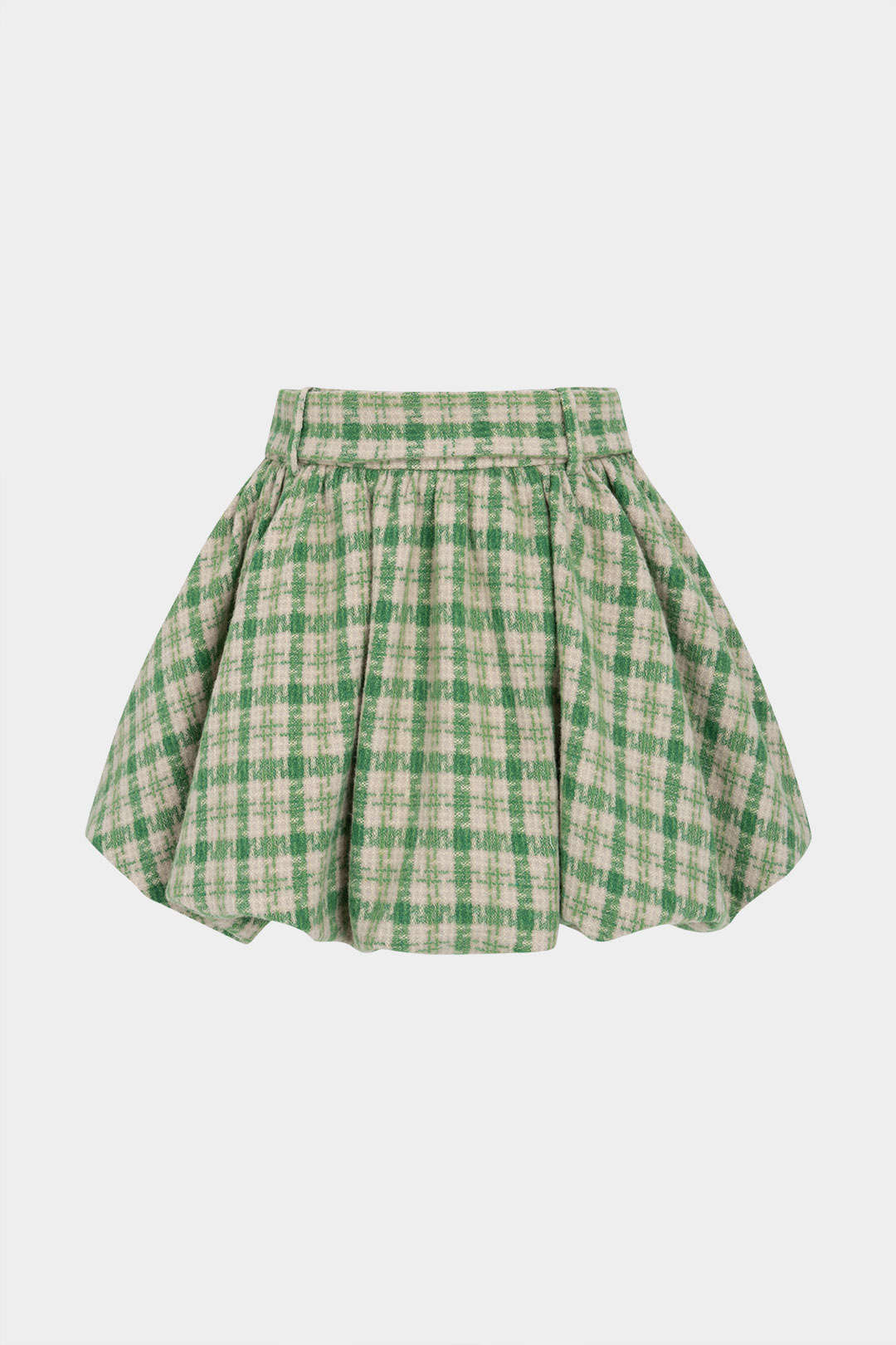 Geruite tweed rok met riem en ruches