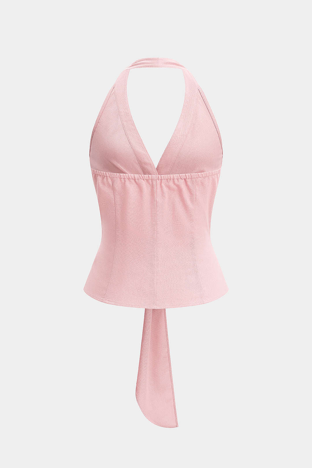 Linnen tanktop met halternek, strik en open rug