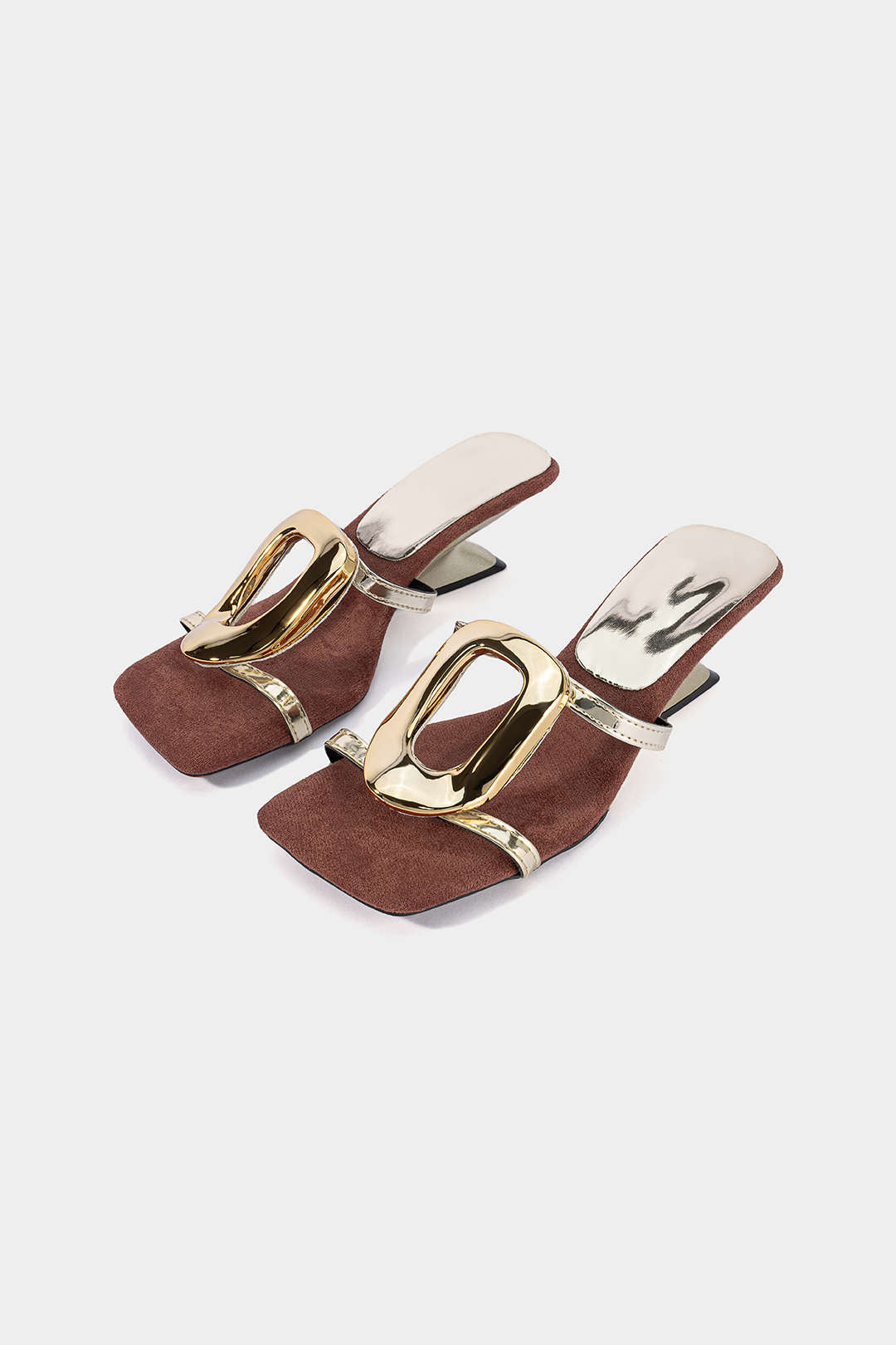Metallic geometrische sandalen