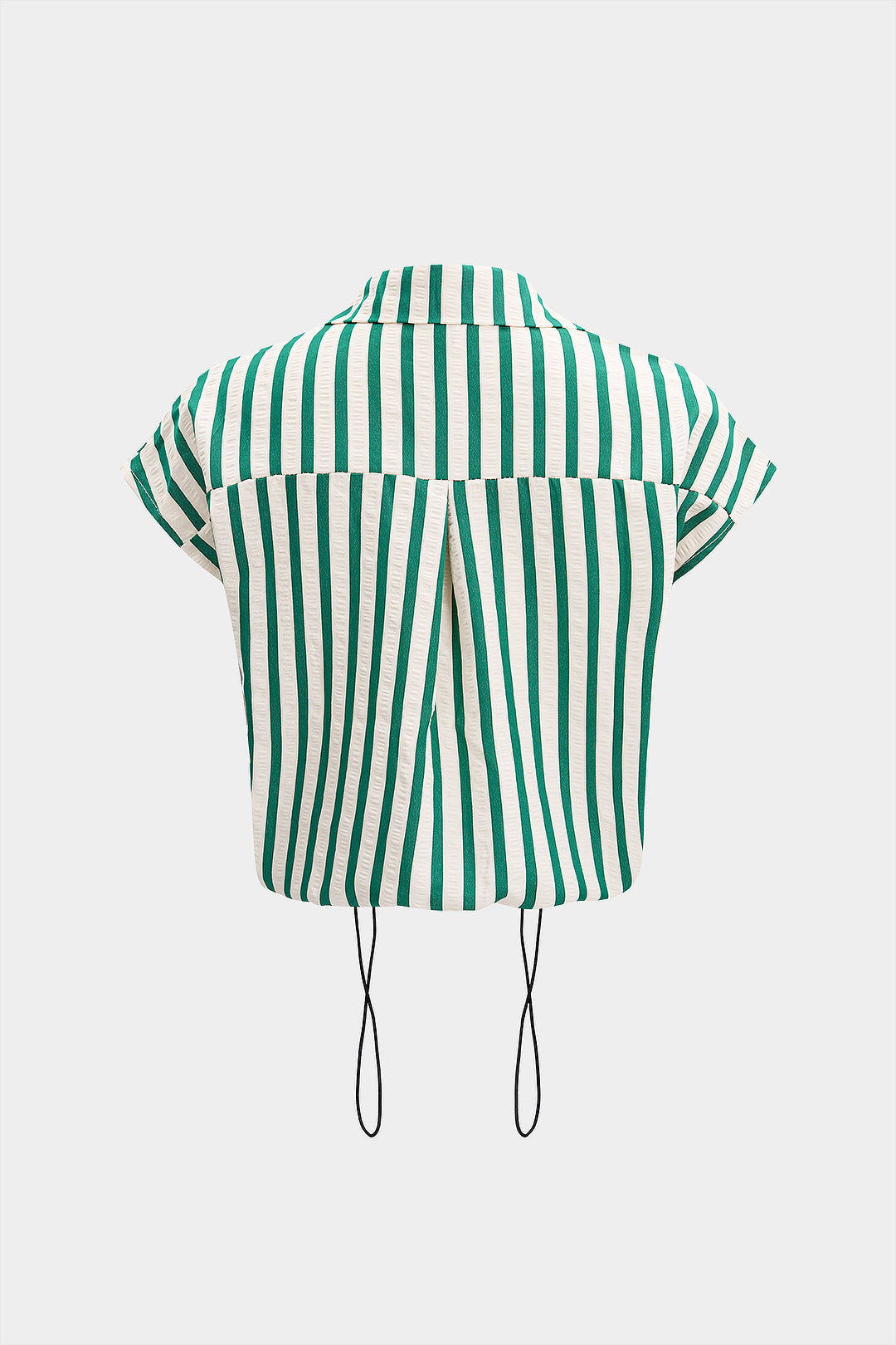 Gestreepte blouse met revers, knoopjes en trekkoord