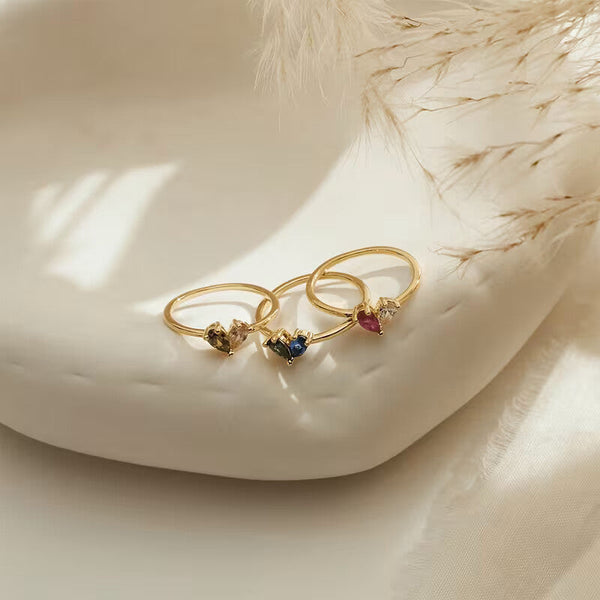 Giselle - Duo geboortesteen ring