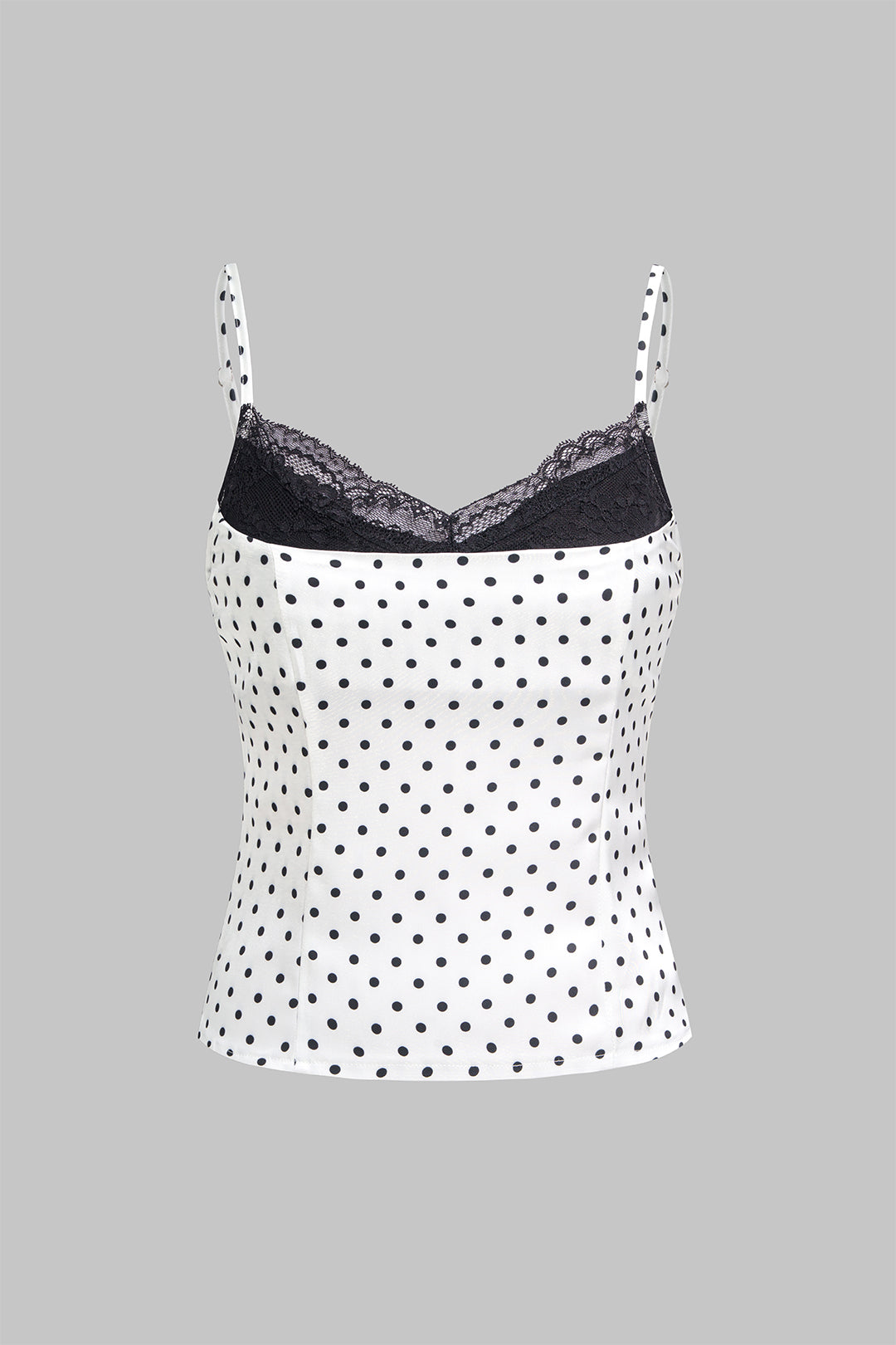 Patchwork top met kanten rand en spaghettibandjes