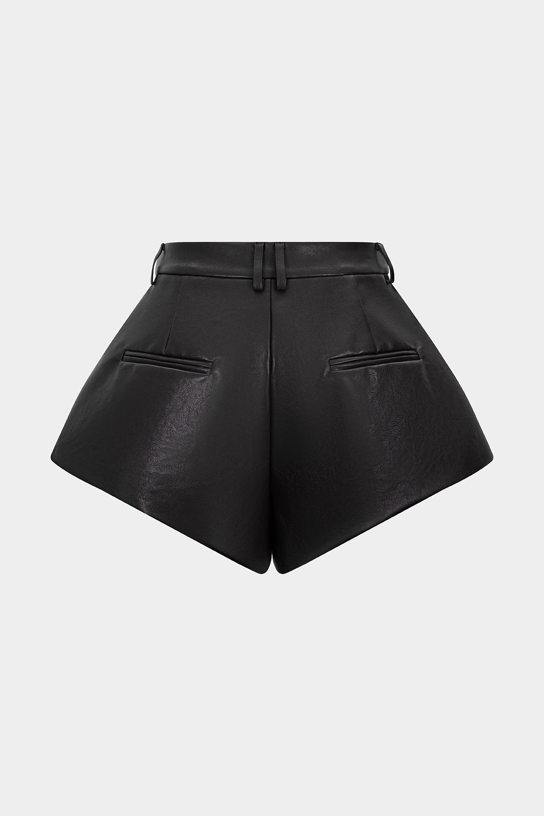 Leren-look geplooide short