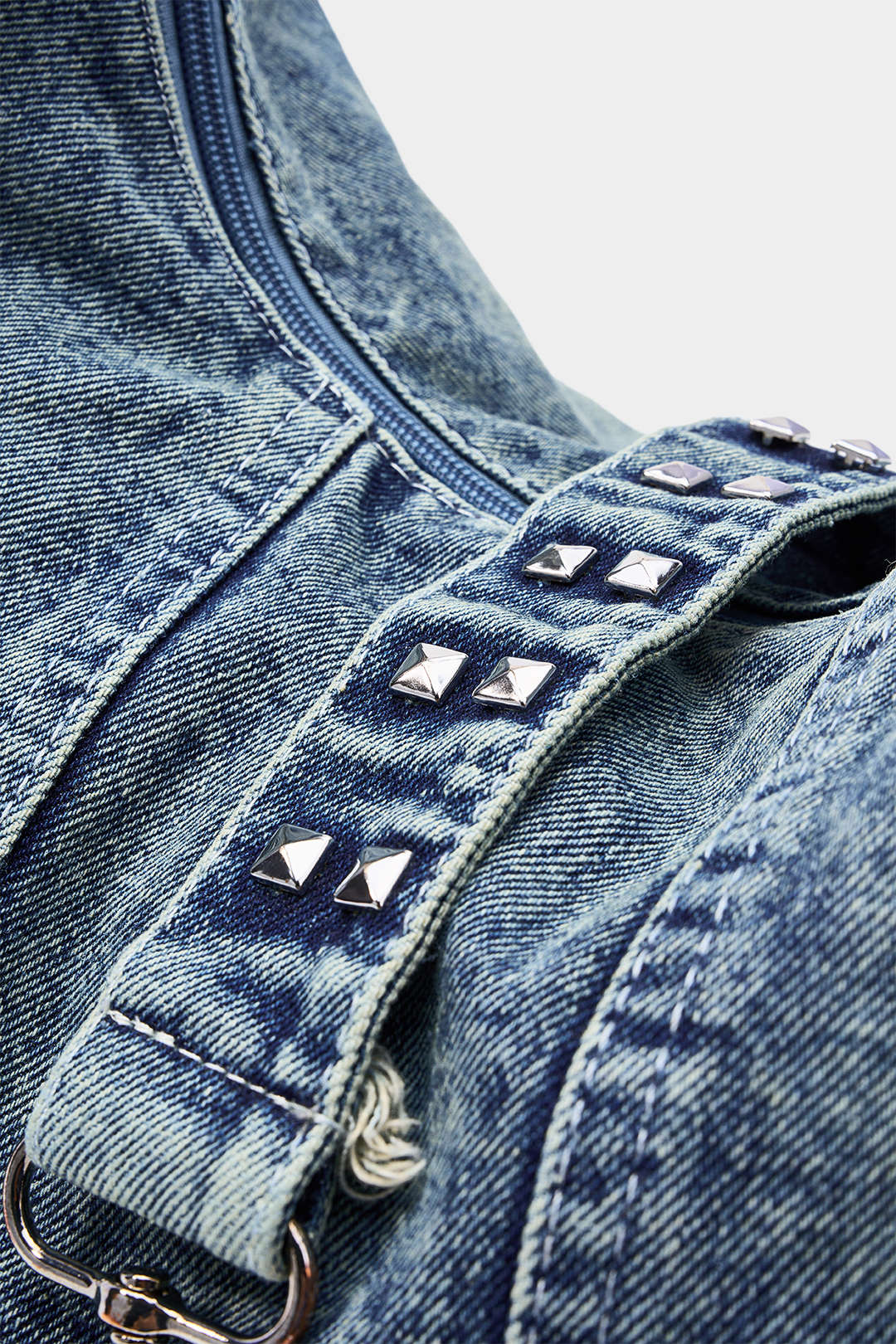 Denim tas met rafelrand