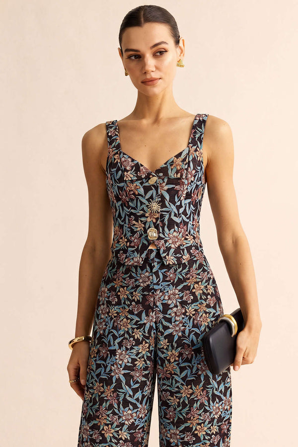 Bloemenprint tanktop met V-hals