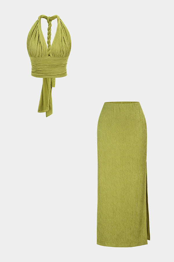 Mouwloze set met top en rok