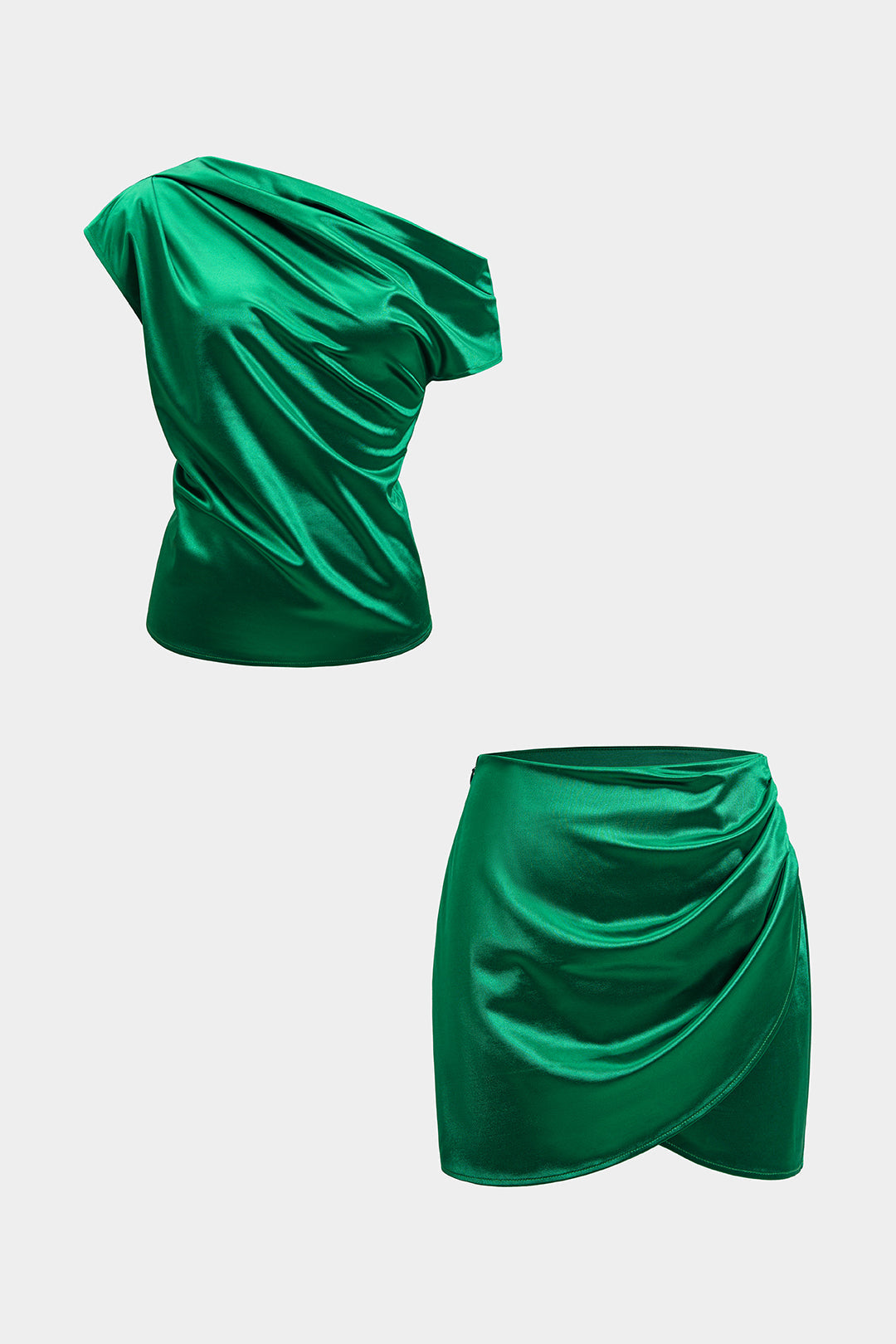 Yasmin - Satijnen set met top en rok