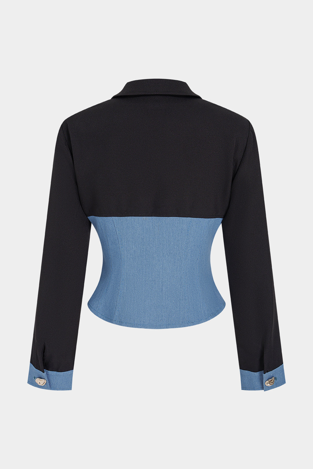 Yasmin - Denim patchwork blazer met reverskraag