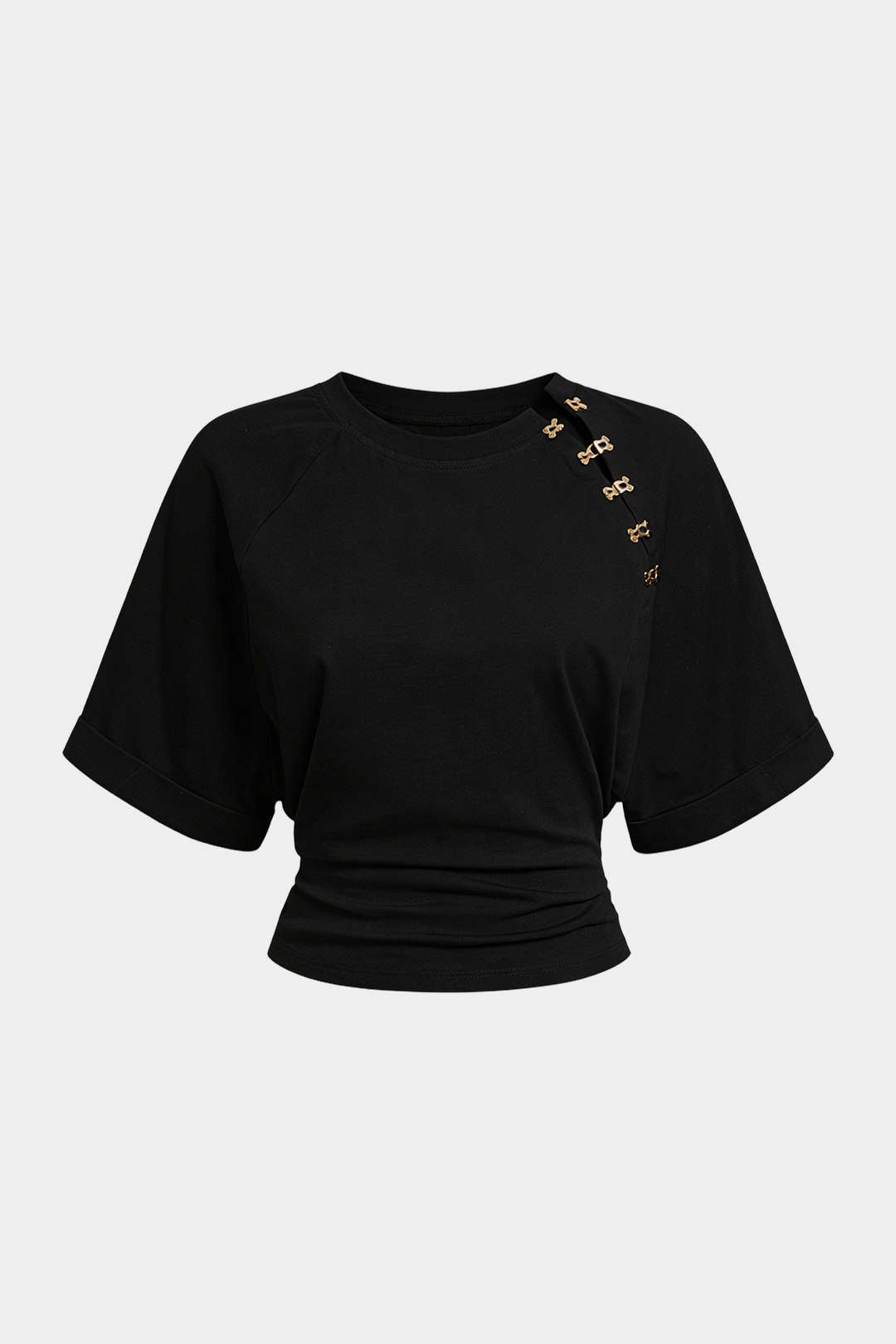 Metallic T-shirt met gesp, ronde hals en korte mouwen