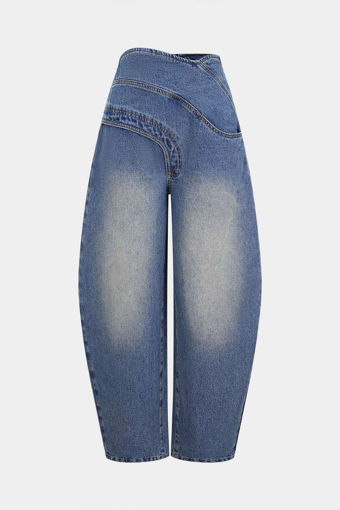 Asymmetrische jeans met rits en zakken