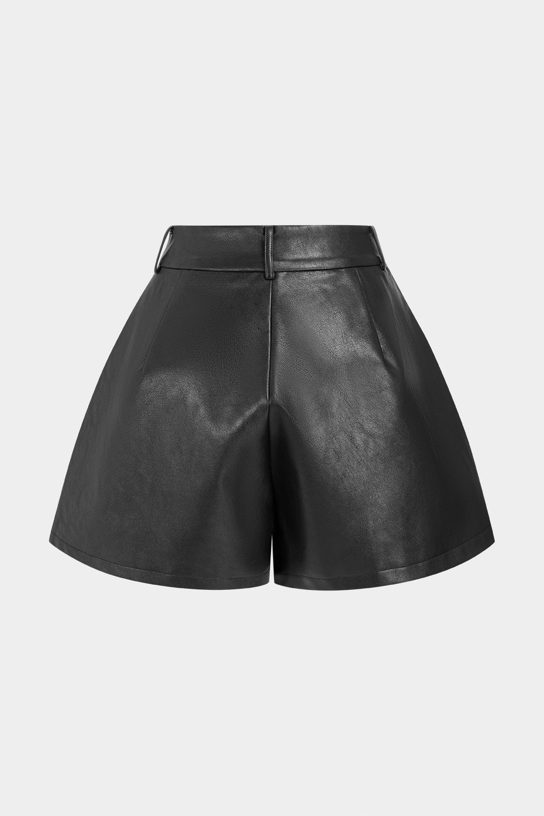 Leren-look short met wijde pijpen