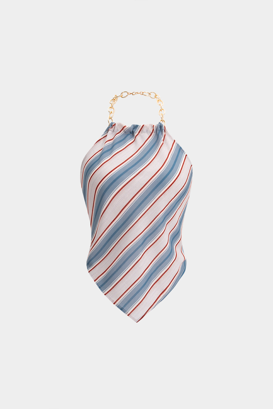 Gestreepte metallic tanktop met kettingdetail en halternek
