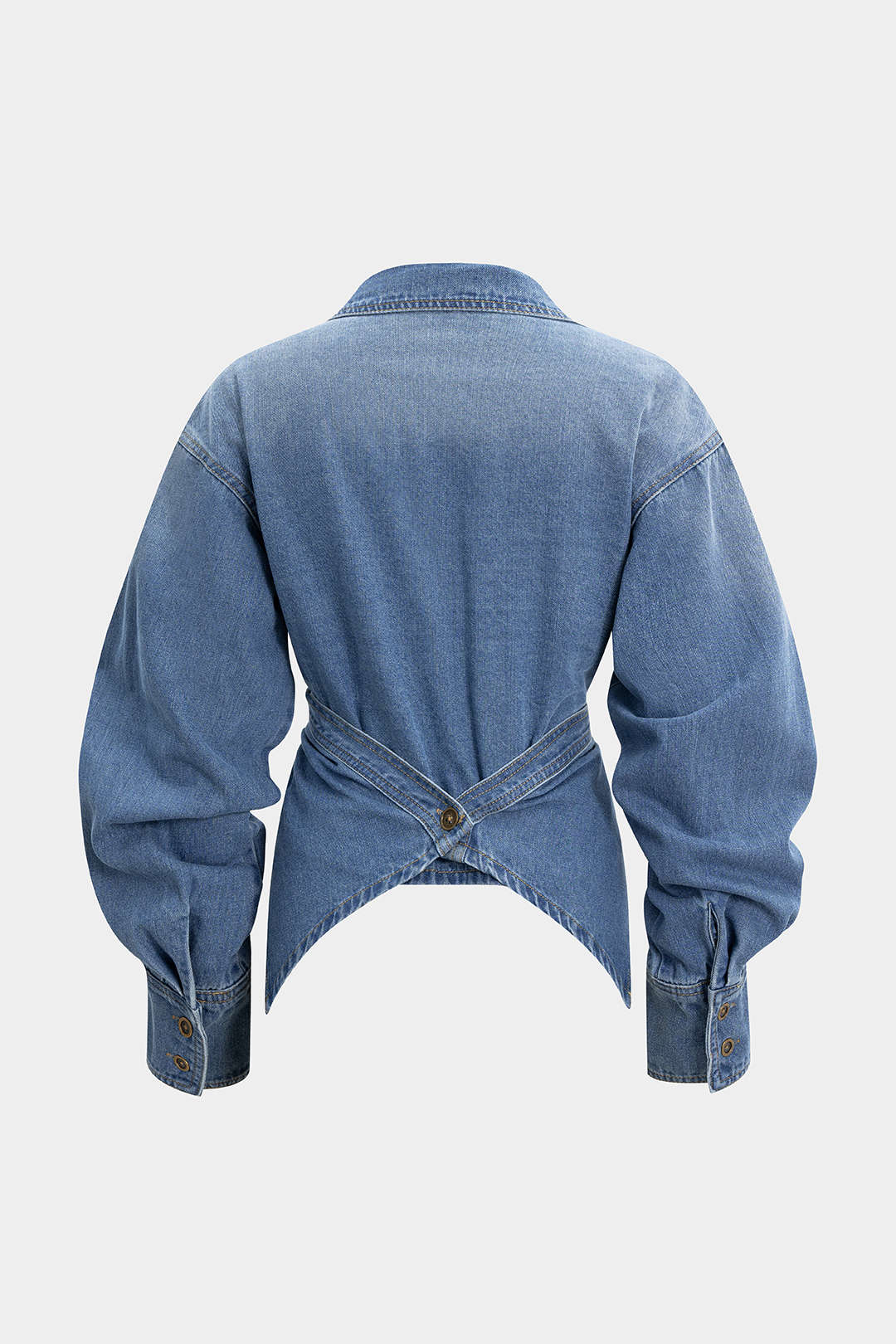 Denim item met ruches