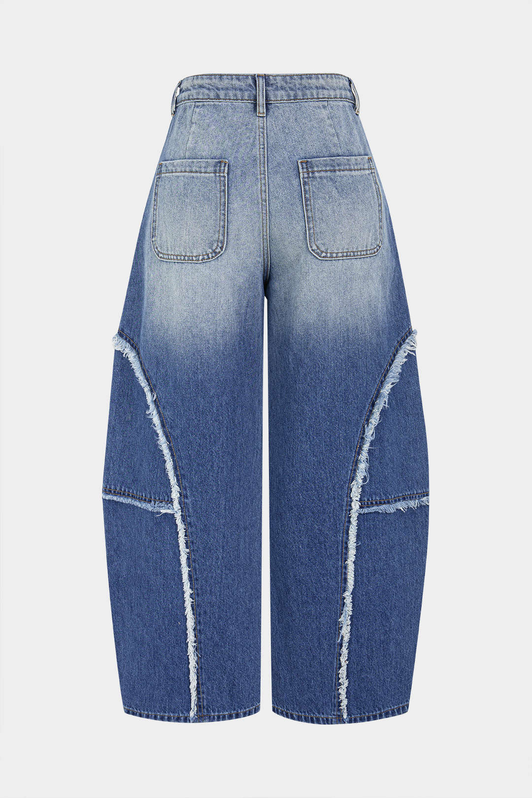 Nora - Patchwork jeans met rafelrand