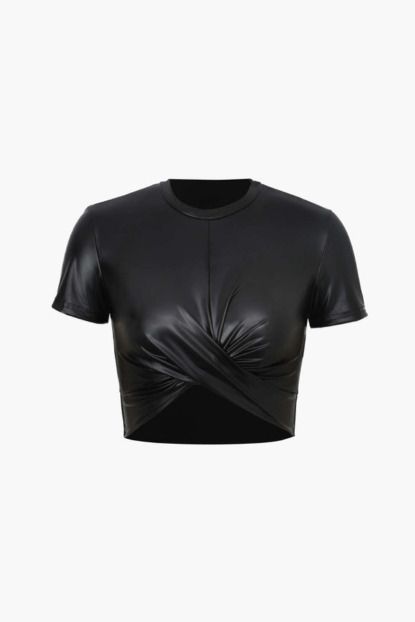 Leren-look cropped top