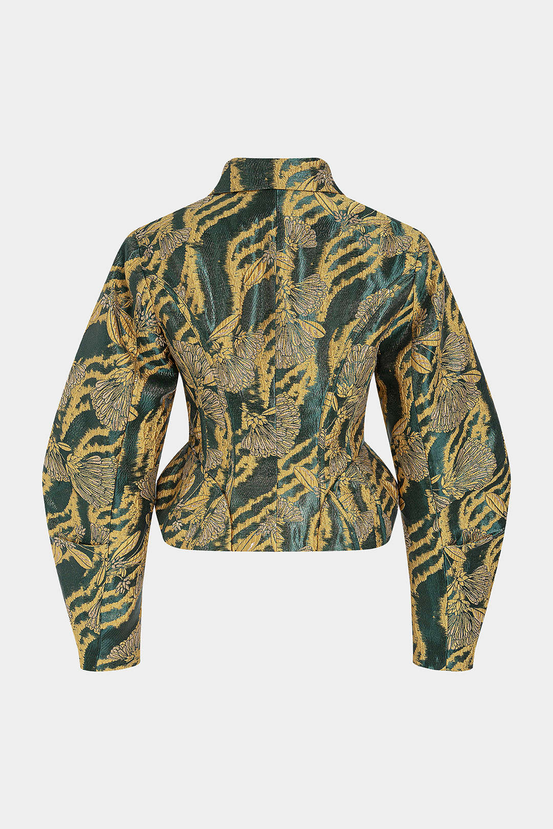 Jacquard metallic jasje met reverskraag en knoopjes