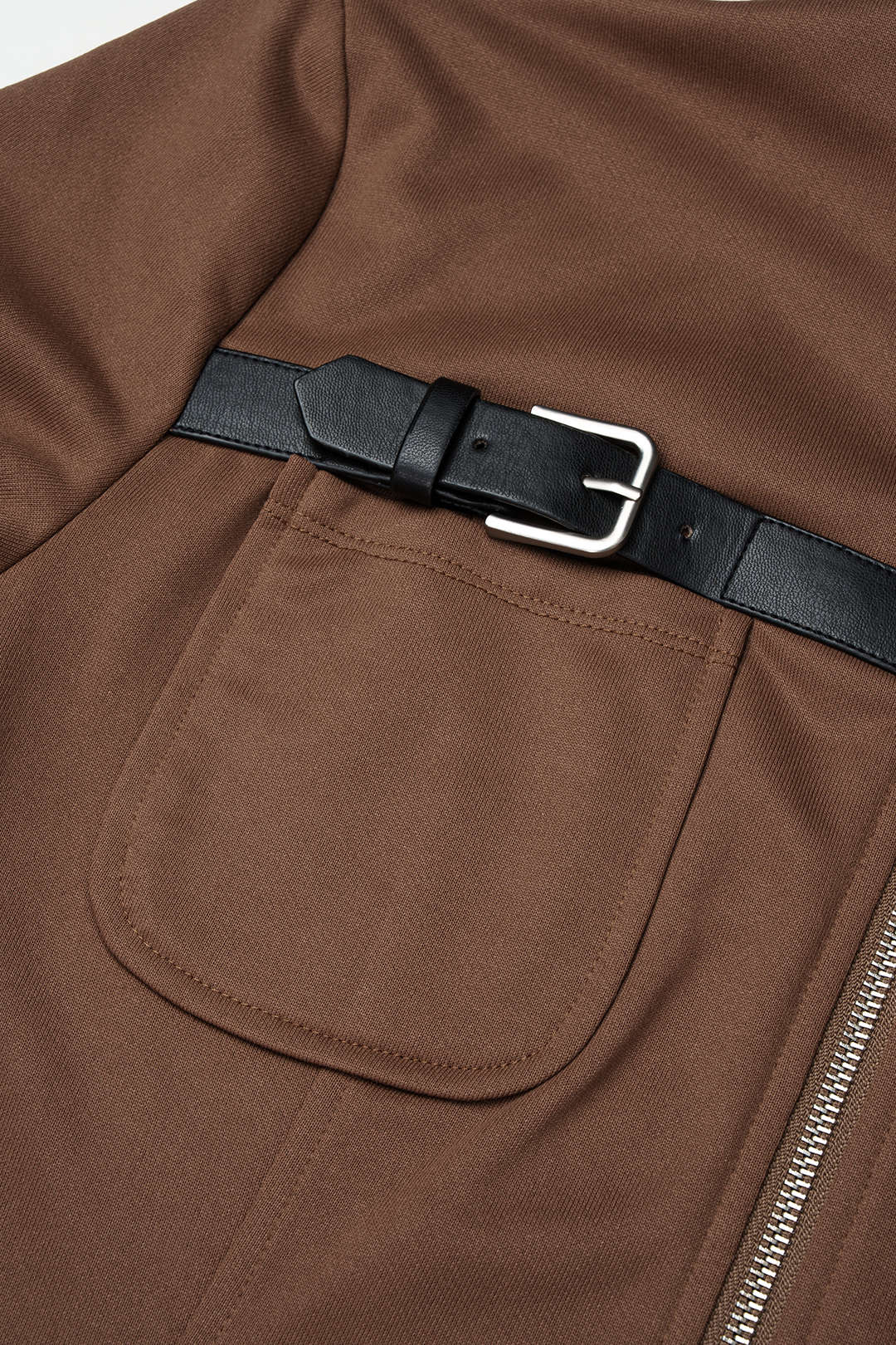 Sweater met zakken, riem en rits