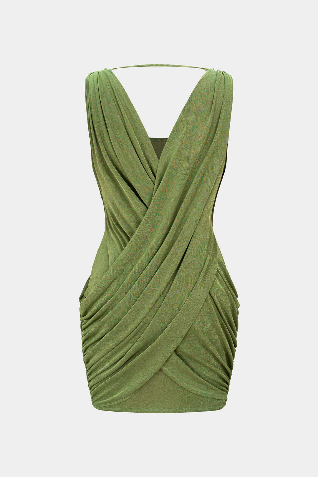 Maud - Metallic mouwloze minijurk met V-hals en ruches